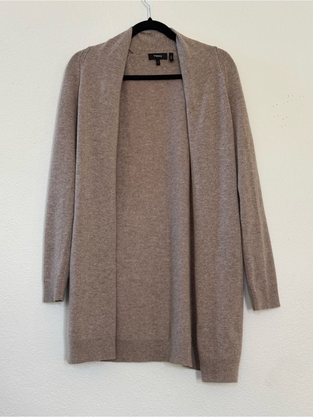 Theory 100% Cashmere Open Front Raglan Cardigan Taupe Small